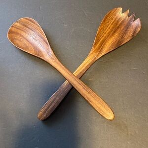 Monkey pod wooden serving spoons